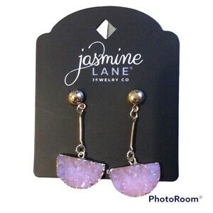 JASMINE LANE Pink Druzy Drop Earrings NEW NWT